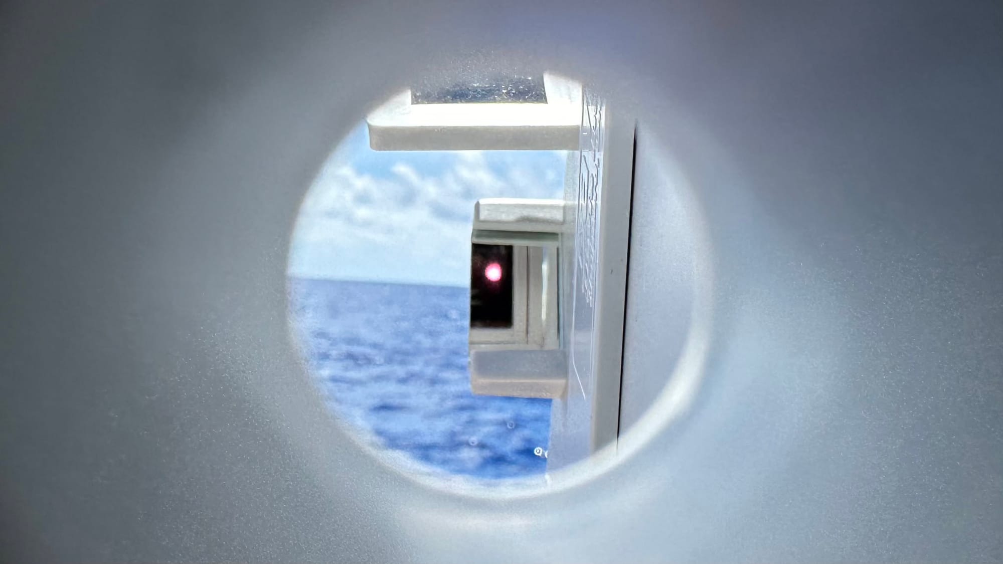 Looking through a sextant with the sun on the horizon